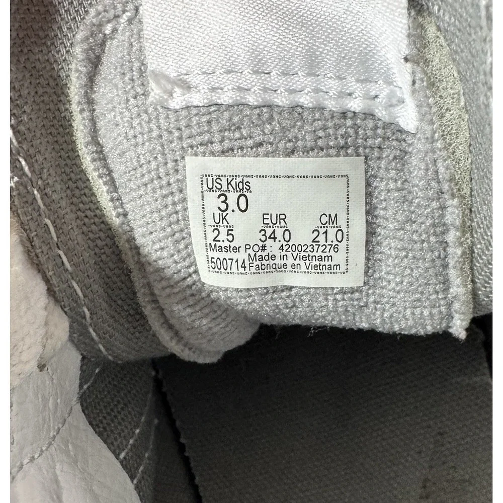 Vans SK8-Hi Sneakers Gray White Checkered Foxing Stripe Kids Size 3Y